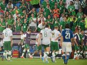 18 June 2012; The Republic of Ireland players are applauded off the pitch by the Irish supporters at half time. EURO2012, Group C, Republic of Ireland v Italy, Municipal Stadium Poznan, Poznan, Poland. Picture credit: Brendan Moran / SPORTSFILE