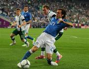 18 June 2012; Andrea Pirlo, Italy, in action against Aiden McGeady, Republic of Ireland. EURO2012, Group C, Republic of Ireland v Italy, Municipal Stadium Poznan, Poznan, Poland. Picture credit: David Maher / SPORTSFILE