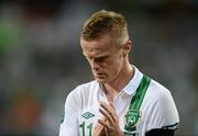 18 June 2012; A dejected Republic of Ireland captain Damien Duff  after the game. EURO2012, Group C, Republic of Ireland v Italy, Municipal Stadium Poznan, Poznan, Poland. Picture credit: David Maher / SPORTSFILE