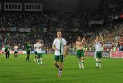 18 June 2012; Republic of Ireland players Aiden McGeady, centre, with left to right, Glenn Whelan, Stephen Ward and Paul Green at the end of the game. EURO2012, Group C, Republic of Ireland v Italy, Municipal Stadium Poznan, Poznan, Poland. Picture credit: David Maher / SPORTSFILE