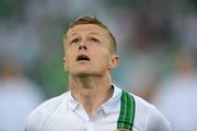 18 June 2012; Damien Duff, Republic of Ireland captain before the start of the game against Italy. EURO2012, Group C, Republic of Ireland v Italy, Municipal Stadium Poznan, Poznan, Poland. Picture credit: David Maher / SPORTSFILE