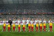 18 June 2012; The Republic of Ireland team line for the game against Italy. EURO2012, Group C, Republic of Ireland v Italy, Municipal Stadium Poznan, Poznan, Poland. Picture credit: David Maher / SPORTSFILE