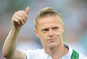 18 June 2012; Damien Duff, Republic of Ireland captain before the start of the game against Italy. EURO2012, Group C, Republic of Ireland v Italy, Municipal Stadium Poznan, Poznan, Poland. Picture credit: David Maher / SPORTSFILE
