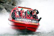 19 June 2012; Ireland players and management on the Shotover Jet, on squad activity day ahead of their Steinlager Series 2012 3rd test, game against New Zealand on Saturday. Ireland Rugby Squad Activity Day, Queenstown, New Zealand. Picture credit: Dianne Manson / SPORTSFILE