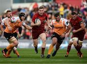 9 September 2017; Chris Farrell of Munster breaks away from Rynier Bernardo, left, and Charles Marais of Cheetahs during the Guinness PRO14 Round 2 match between Munster and Cheetahs at Thomond Park in Limerick. Photo by Diarmuid Greene/Sportsfile