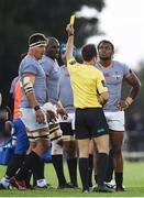 9 September 2017; Sibusiso Sithole of Southern Kings, right, is shown a yellow card by referee Mike Adamson during the Guinness PRO14 Round 2 match between Connacht and Southern Kings at The Sportsground in Galway. Photo by Seb Daly/Sportsfile