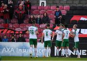 9 September 2017; Kieran Sadlier, centre, celebrates with his Cork City team-mates after scoring his side's first goal during the Irish Daily Mail FAI Cup Quarter-Final match between Longford Town and Cork City at The City Calling Stadium in Longford. Photo by Stephen McCarthy/Sportsfile