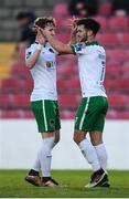 9 September 2017; Jimmy Keohane, right, celebrates after scoring his side's second goal with his Cork City team-mate Kieran Sadlier during the Irish Daily Mail FAI Cup Quarter-Final match between Longford Town and Cork City at The City Calling Stadium in Longford. Photo by Stephen McCarthy/Sportsfile