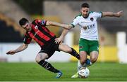 9 September 2017; Gearóid Morrissey of Cork City in action against David O'Sullivan of Longford Town during the Irish Daily Mail FAI Cup Quarter-Final match between Longford Town and Cork City at The City Calling Stadium in Longford. Photo by Stephen McCarthy/Sportsfile