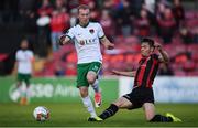 9 September 2017; Stephen Dooley of Cork City in action against Tristan Noack-Hofmann of Longford Town during the Irish Daily Mail FAI Cup Quarter-Final match between Longford Town and Cork City at The City Calling Stadium in Longford. Photo by Stephen McCarthy/Sportsfile