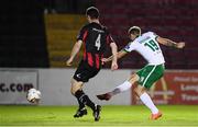 9 September 2017; Karl Sheppard of Cork City shoots to score his side's fourth goal during the Irish Daily Mail FAI Cup Quarter-Final match between Longford Town and Cork City at The City Calling Stadium in Longford. Photo by Stephen McCarthy/Sportsfile