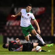 9 September 2017; Shane Griffin of Cork City in action against Peter Hopkins of Longford Town during the Irish Daily Mail FAI Cup Quarter-Final match between Longford Town and Cork City at The City Calling Stadium in Longford. Photo by Stephen McCarthy/Sportsfile