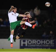 9 September 2017; Achille Campion of Cork City in action against Daniel O'Reilly of Longford Town during the Irish Daily Mail FAI Cup Quarter-Final match between Longford Town and Cork City at The City Calling Stadium in Longford. Photo by Stephen McCarthy/Sportsfile