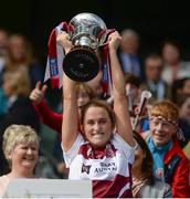 10 September 2017; Westmeath captain Fiona Leavy lifts The Kathleen Mills Cup after the Liberty Insurance All-Ireland Premier Junior Camogie Championship Final match between Dublin and Westmeath at Croke Park in Dublin. Photo by Piaras Ó Mídheach/Sportsfile