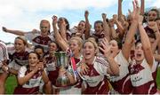 10 September 2017; Westmeath players celebrate with The Kathleen Mills Cup after the Liberty Insurance All-Ireland Premier Junior Camogie Championship Final match between Dublin and Westmeath at Croke Park in Dublin. Photo by Piaras Ó Mídheach/Sportsfile
