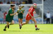 10 September 2017; Finola Neville of Cork in action against Louise Donoghue of Meath during the Liberty Insurance All-Ireland Intermediate Camogie Championship Final match between Cork and Meath at Croke Park in Dublin. Photo by Piaras Ó Mídheach/Sportsfile