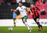 9 September 2017; Gearóid Morrissey of Cork City in action against Dean Zambra of Longford Town during the Irish Daily Mail FAI Cup Quarter-Final match between Longford Town and Cork City at The City Calling Stadium in Longford. Photo by Stephen McCarthy/Sportsfile