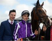 10 September 2017; Donnacha O'Brien alongside brother Joseph O'Brien after the Moyglare Stud Stakes on Happily during the Longines Irish Champions Weekend 2017 at The Curragh Racecourse in Co Kildare. Photo by Cody Glenn/Sportsfile