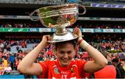 10 September 2017; Hannah Looney of Cork celebrates with The O'Duffy Cup after the Liberty Insurance All-Ireland Senior Camogie Final match between Cork and Kilkenny at Croke Park in Dublin. Photo by Piaras Ó Mídheach/Sportsfile