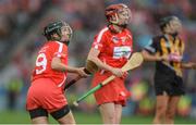 10 September 2017; Julia White of Cork, left, looks on after scoring the winning point late during the Liberty Insurance All-Ireland Senior Camogie Final match between Cork and Kilkenny at Croke Park in Dublin. Photo by Piaras Ó Mídheach/Sportsfile