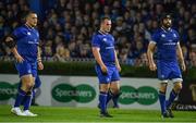 8 September 2017; Leinster players, from left, Andrew Porter, Ed Byrne and Scott Fardy during the Guinness PRO14 Round 2 match between Leinster and Cardiff Blues at the RDS Arena in Dublin. Photo by Brendan Moran/Sportsfile