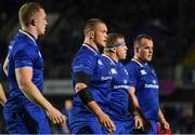 8 September 2017; Leinster forwards, from left, Dan Leavy, Andrew Porter, Sean Cronin and Ed Byrne during the Guinness PRO14 Round 2 match between Leinster and Cardiff Blues at the RDS Arena in Dublin. Photo by Brendan Moran/Sportsfile