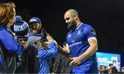 8 September 2017; Scott Fardy of Leinster greets supporters after the Guinness PRO14 Round 2 match between Leinster and Cardiff Blues at the RDS Arena in Dublin. Photo by Brendan Moran/Sportsfile