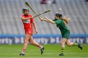 10 September 2017; Keeva McCarthy of Cork in action against Louise Donoghue of Meath during the Liberty Insurance All-Ireland Intermediate Camogie Championship Final match between Cork and Meath at Croke Park in Dublin. Photo by Piaras Ó Mídheach/Sportsfile