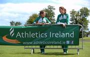19 June 2012; Athletes Fionnuala Britton and Joanne Cuddihy, right, at the announcement of the Irish team for the upcoming European Track and Field Championships taking place in Helsinki. Morton Stadium, Santry, Dublin. Picture credit: Brendan Moran / SPORTSFILE