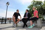 20 June 2012; In attendance at the launch of the Grant Thornton Corporate 5K Team Challenge, from left, Irish Olympic Marathon athlete and event ambassador Mark Kenneally, Paul McCann, Managing Partner, Grant Thornton and former European Cross Country champion and event ambassador Catherina McKiernan. Business Advisors Grant Thornton and Athletics Ireland have announced new running event to take place in the heart of the Irish business district. The Grant Thornton Corporate 5K Team Challenge will take place through the streets of the Dublin Docklands on the evening of 6th September 2012 and is aimed at encouraging social running amongst Dublin's business community. City Quay, Dublin. Picture credit: Brendan Moran / SPORTSFILE