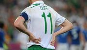 18 June 2012; Damien Duff, Republic of Ireland, wears the captains arm band. EURO2012, Group C, Republic of Ireland v Italy, Municipal Stadium Poznan, Poznan, Poland. Picture credit: Brendan Moran / SPORTSFILE