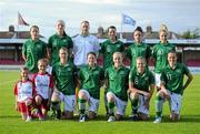 21 June 2012; The Republic of Ireland team, along with team mascots eight-year-old Alix, front left, and her nine-year-old sister Jesse Mendez, from Carrigaline, Co Cork. Women's European Championship Qualifier, Republic of Ireland v Scotland, Turner's Cross, Cork. Picture credit: Matt Browne / SPORTSFILE