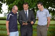 22 June 2012; In attendance at the launch of the Irish Institute of Sport Report 2009 - 2012 are from left, Paralympics Ireland cyclist Enda Smyth, Minister for Transport, Tourism and Sport Leo Varadkar T.D. and Irish Olympic Marathon athlete Mark Kenneally. Institute of Sport Building, National Sports Campus, Abbotstown, Dublin. Picture credit: Barry Cregg / SPORTSFILE