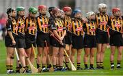 10 September 2017; Kilkenny players stand for the National Anthem before the Liberty Insurance All-Ireland Senior Camogie Final match between Cork and Kilkenny at Croke Park in Dublin. Photo by Piaras Ó Mídheach/Sportsfile