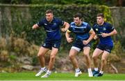11 September 2017; Leinster's Jordan Larmour, left, Robbie Henshaw, centre, and Luke McGrath during squad training at UCD in Dublin. Photo by Ramsey Cardy/Sportsfile