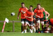 11 September 2017; Conor Murray of Munster, supported by team-mates Peter O'Mahony and Tom Ryan during Munster Rugby squad training at the University of Limerick in Limerick. Photo by Diarmuid Greene/Sportsfile