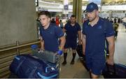 13 September 2017; Joey Carbery, left, and Jack Conan of Leinster pictured during the squad's arrival at OR Tambo Airport in Johannesburg, South Africa. Photo by Sydney Seshibedi/Sportsfile