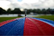 13 September 2017; A detailed view of an umbrella during a rain shower before the One Day International match between Ireland and West Indies at Stormont in Belfast. Photo by Piaras Ó Mídheach/Sportsfile
