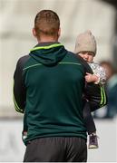 13 September 2017; Kevin O'Brien of Ireland with his daughter Eleanor at the One Day International match between Ireland and West Indies at Stormont in Belfast. Photo by Piaras Ó Mídheach/Sportsfile