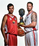 13 September 2017; Sergi Sole Bertran, left, and Jason Killeen of Black Amber Templeogue, Dublin, pictured at the official launch of the Basketball Ireland season 2017/18 at the National Basketball Arena in Tallaght, Dublin, where the Hula Hoops National Cup draw also took place. Photo by Brendan Moran/Sportsfile