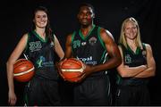 13 September 2017; Portlaoise Panthers players, from left, Stephanie Poland, Tim Stewart and Stephanie Schmid pictured at the official launch of the Basketball Ireland season 2017/18 at the National Basketball Arena in Tallaght, Dublin, where the Hula Hoops National Cup draw also took place. Photo by Sam Barnes/Sportsfile