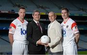 14 September 2017; In attendance in Croke Park as First Derivatives PLC announce their 6th consecutive year sponsoring the Asian Gaelic Games are, from left, former Dublin footballer Barry Cahill, Shane Mullholland, SVP Product Marketing & Operations, Joe Trolan, Chairman of the Asian Board, and Down footballer Aidan Carr. The company will be a Platinum Sponsor for this year’s event, which is held in Bangkok from November 17th – 19th, making First Derivatives one of the highest profile sponsors at the tournament. Croke Park, in Dublin. Photo by Piaras Ó Mídheach/Sportsfile