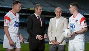 14 September 2017; In attendance in Croke Park as First Derivatives PLC announce their 6th consecutive year sponsoring the Asian Gaelic Games are, from left, former Dublin footballer Barry Cahill, Shane Mullholland, SVP Product Marketing & Operations, Joe Trolan, Chairman of the Asian Board, and Down footballer Aidan Carr. The company will be a Platinum Sponsor for this year’s event, which is held in Bangkok from November 17th – 19th, making First Derivatives one of the highest profile sponsors at the tournament. Croke Park, in Dublin. Photo by Piaras Ó Mídheach/Sportsfile