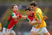 24 June 2012; Shane Moran, Leitrim, in action against Colm Boyle, left, and Alan Freeman, Mayo. Connacht GAA Football Senior Championship Semi-Final, Mayo v Leitrim, McHale Park, Castlebar, Co. Mayo. Photo by Sportsfile