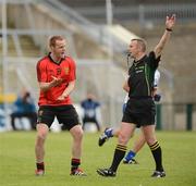 24 June 2012; Brendan Coulter, Down, remonstrates with Referee Michael Duffy about a decison near the end of the game. Ulster GAA Football Senior Championship Semi-Final, Down v Monaghan, Morgan Athletic Grounds, Armagh. Picture credit: Oliver McVeigh / SPORTSFILE