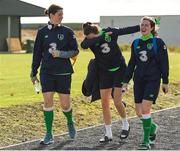 15 September 2017; Marie Hourihan, left, Amanda Budden, centre, and Amanda McQuillan of Republic of Ireland during a squad training session at the FAI National Training Centre in Abbotstown, Dublin.  Photo by Seb Daly/Sportsfile