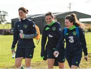 15 September 2017; Marie Hourihan, left, Amanda Budden, centre, and Amanda McQuillan of Republic of Ireland during a squad training session at the FAI National Training Centre in Abbotstown, Dublin.  Photo by Seb Daly/Sportsfile