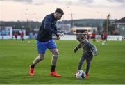 15 September 2017; Bobby Brennan, age 5, son of Drogheda United player Gavin Brennan, takes on Sean Brennan, during the warm-up prior to the SSE Airtricity League Premier Division match between Drogheda United and Bohemians at United Park in Drogheda, Co. Louth. Photo by Seb Daly/Sportsfile