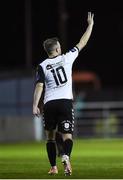 15 September 2017; Keith Ward of Bohemians holds up three fingers after scoring his side's his third goal of the game, to complete his hat-trick, during the SSE Airtricity League Premier Division match between Drogheda United and Bohemians at United Park in Drogheda, Co. Louth. Photo by Seb Daly/Sportsfile