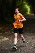 16 September 2017; Former Roscommon GAA footballer, Cathal Cregg and current Roscommon GAA footballer Niall Kilroy joined runners at the Lough Key parkrun where Vhi hosted a special event to celebrate their partnership with parkrun Ireland. Cathal Cregg and Niall Kilroy were on hand to lead the warm up for parkrun participants before completing the 5km course alongside newcomers and seasoned parkrunners alike. Vhi provided walkers, joggers, runners and volunteers at Lough Key parkrun with a variety of refreshments in the Vhi Relaxation Area at the finish line. A qualified physiotherapist was also available to guide participants through a post event stretching routine to ease those aching muscles. parkruns take place over a 5km course weekly, are free to enter and are open to all ages and abilities, providing a fun and safe environment to enjoy exercise. To register for a parkrun near you visit www.parkrun.ie. New registrants should select their chosen event as their home location. You will then receive a personal barcode which acts as your free entry to any parkrun event worldwide. Pictured is Sarah Towey, from Co. Mayo, as she finishes the parkrun, at Lough Key, Co. Roscommon. Photo by Seb Daly/Sportsfile